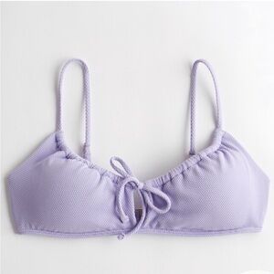 Hollister Swim Purple Bikini Top Textured Cinch Tie Front Keyhole